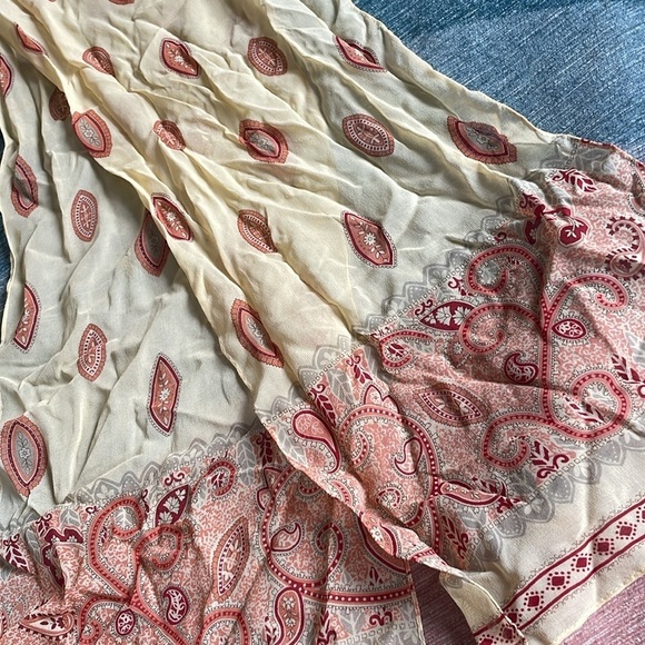 (2) Vintage Halston & Casual Floral Silk Bohemian Paisley Scarf Hair Wrap - Picture 9 of 10